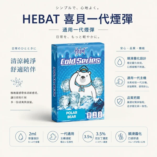 ChatGPT-Image-2026年8月22日-下午07_55_42.webp Hebat 喜貝 一代通用煙彈 3入/2ml容量/3.5%尼古丁鹽/不鎖喉/通用一代主機