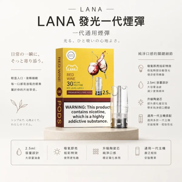 ChatGPT-Image-2026年8月23日-下午04_53_19.webp LANA 一代通用煙彈 3顆裝/炫彩特效/升級陶瓷芯/2.5ml容量/純淨口感/通用一代主機