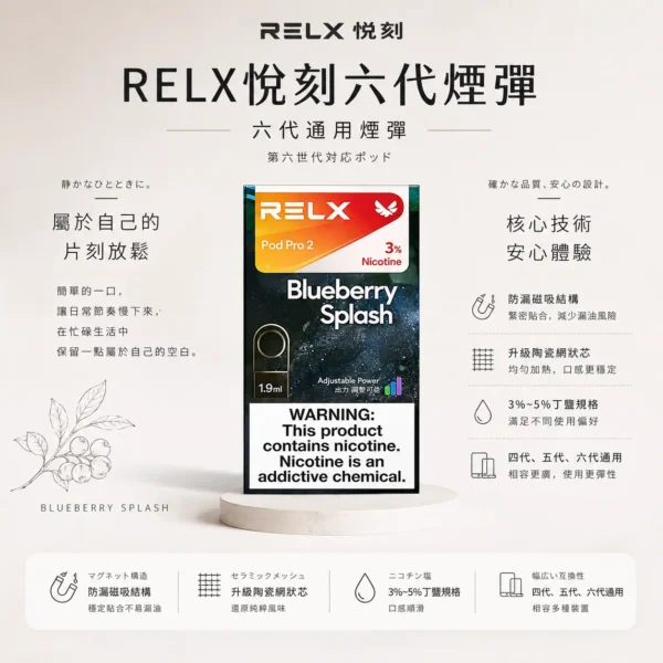 RELX 悅刻 六代煙彈 1.9ml容量/陶瓷網狀芯/3%-5%尼古丁鹽/四五六代通用【買3盒加購350贈主機 買10贈2】
