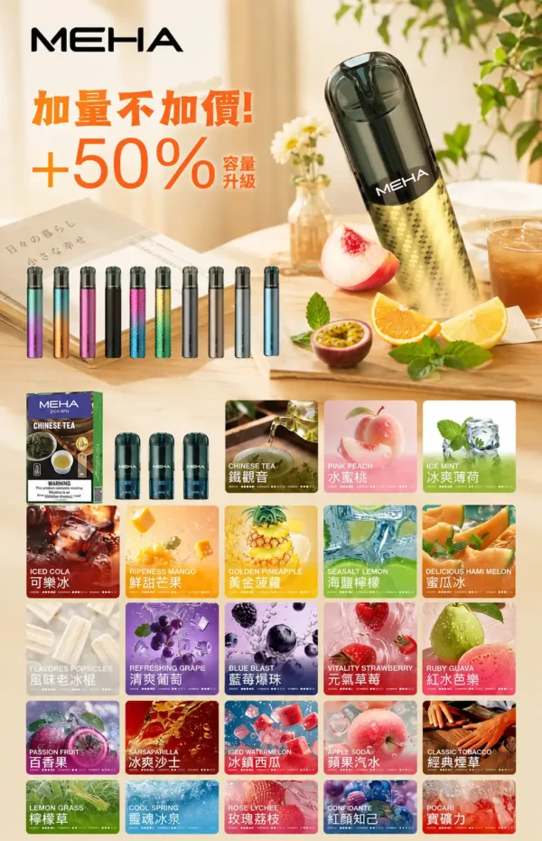 ChatGPT-Image-2026年8月28日-上午12_26_33.webp MEHA 魅嗨 一代通用煙彈 3ml容量/3%尼古丁鹽/專利防漏技術/通用一代主機