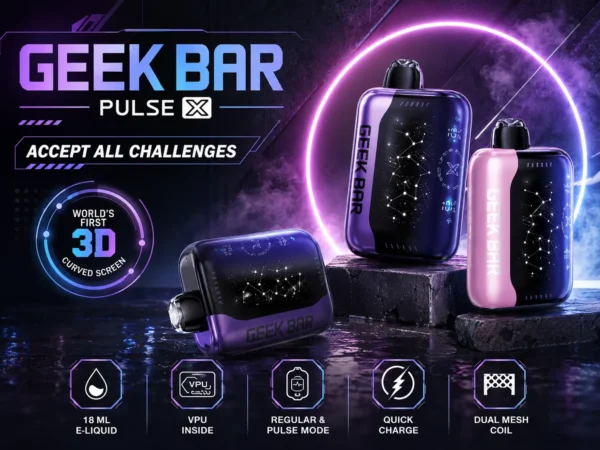 ChatGPT-Image-2026年8月31日-上午02_15_46.webp GEEK BAR Pulse X 25000口 拋棄式電子煙 3D曲面全螢幕/18ml油艙/5%尼古丁鹽/超長續航【買5贈1】