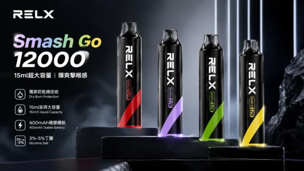 ChatGPT-Image-2026年8月31日-上午04_17_26.webp RELX Smash Go 12000口 拋棄式電子煙 防乾燒/400mAh/15ml容量/3%-5%尼古丁鹽