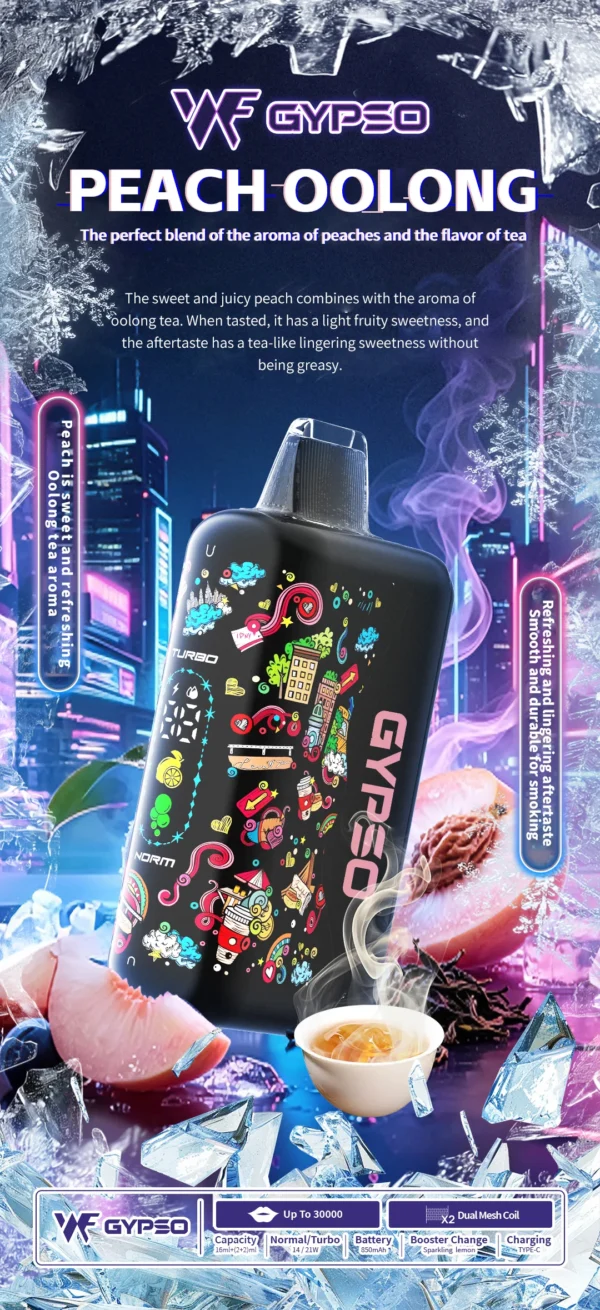 GYPSO滿天星30000口抛棄式電子煙-10.webp GYPSO 滿天星 30000口 拋棄式電子煙 18ml/850mAh/14W-21W雙模式/Type-C充電