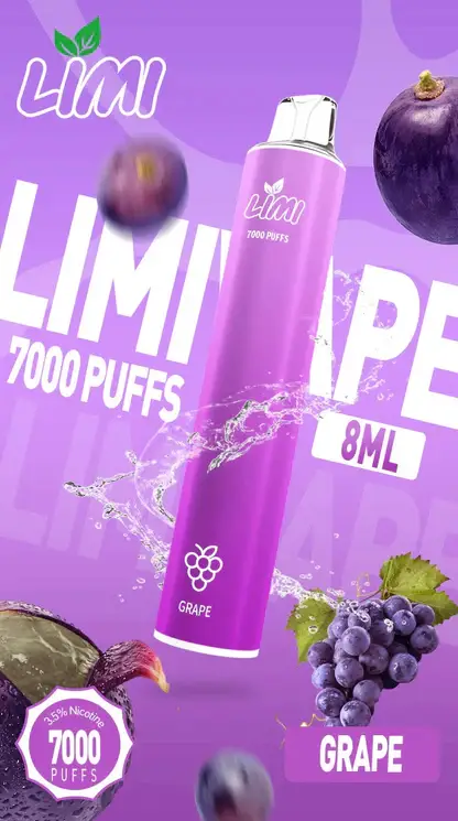 LIMI拋棄式一次性7000口-3.webp LIMI 7000口 拋棄式電子煙 3.5%尼古丁鹽/強勁擊喉感/冰感水果/吸氣發光LED/650mAh可充電