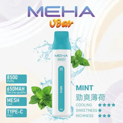 MEHA-8500口-VBar小白條-10.webp MEHA VBar 魅嗨 小白條 8500口 拋棄式電子煙 3%尼古丁鹽/黃金配方/冰爽水果/8500口大容量/650mAh可充電設計