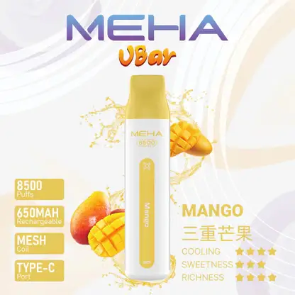 MEHA-8500口-VBar小白條-5.webp MEHA VBar 魅嗨 小白條 8500口 拋棄式電子煙 3%尼古丁鹽/黃金配方/冰爽水果/8500口大容量/650mAh可充電設計