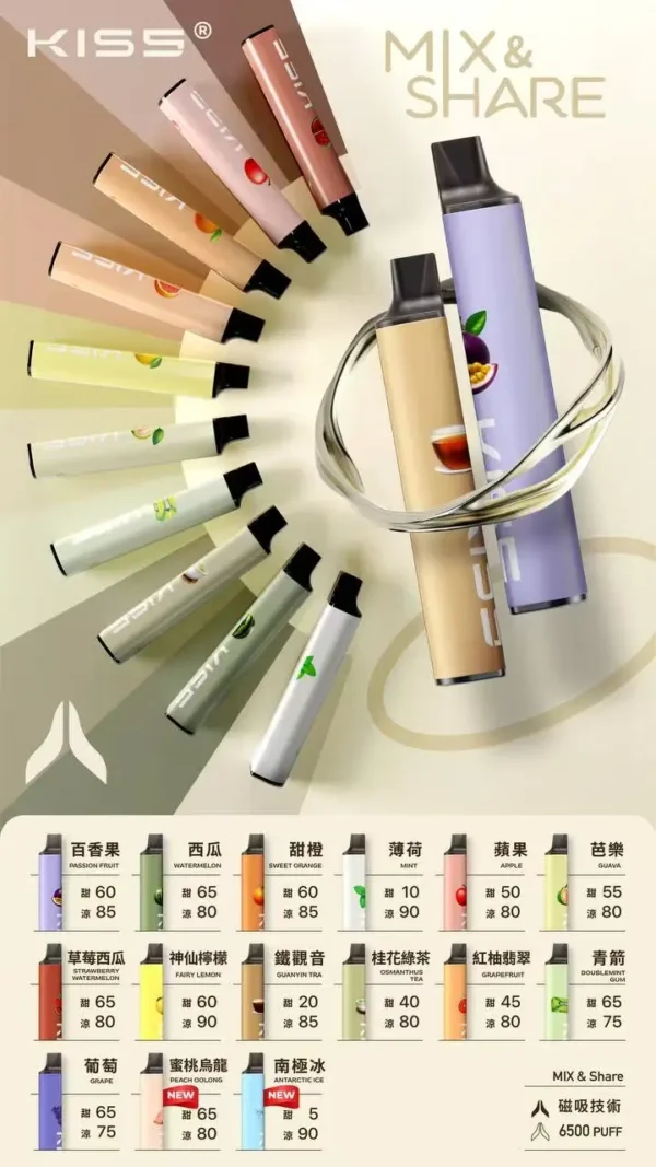 KIS5 鎧斯 6500口 拋棄式電子煙 不漏油結構/順滑擊喉/雙芯磁吸/Type-C快充/長效續航